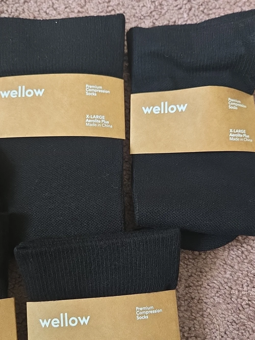 Wellow Premium Compression Socks Aerolite Plus Size XL - Black (Set Of Five)
